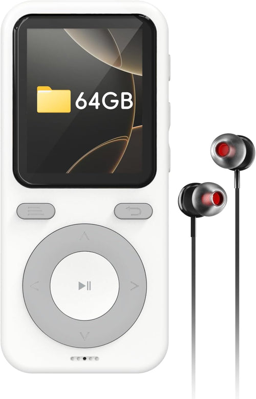 64GB MP3 Player with Bluetooth,Portable HiFi Lossless Sound Bluetooth MP3 Player with Speaker,Voice Recorder,Shuffle for Sport,Hiking,Running,Micro SD Card up to 128GB