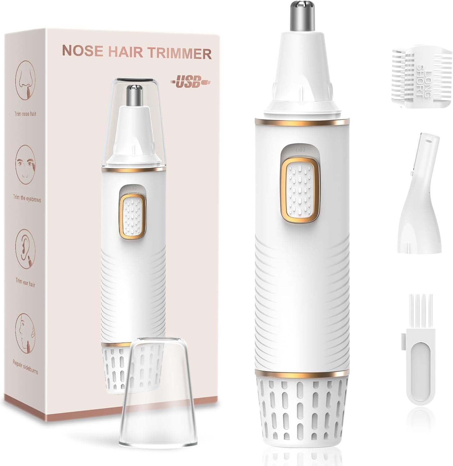 Nose Hair Trimmers for Women Men，Rechargeable Hair Trimmer 2 in 1 Painless Multifunctional Ear and Nose Hair Trimmer
