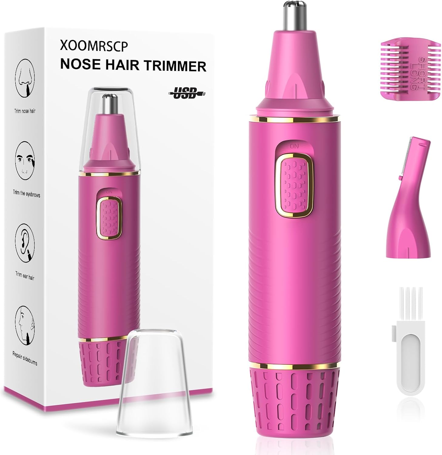 Nose Hair Trimmers for Women Men，Rechargeable Hair Trimmer 2 in 1 Painless Multifunctional Ear and Nose Hair Trimmer