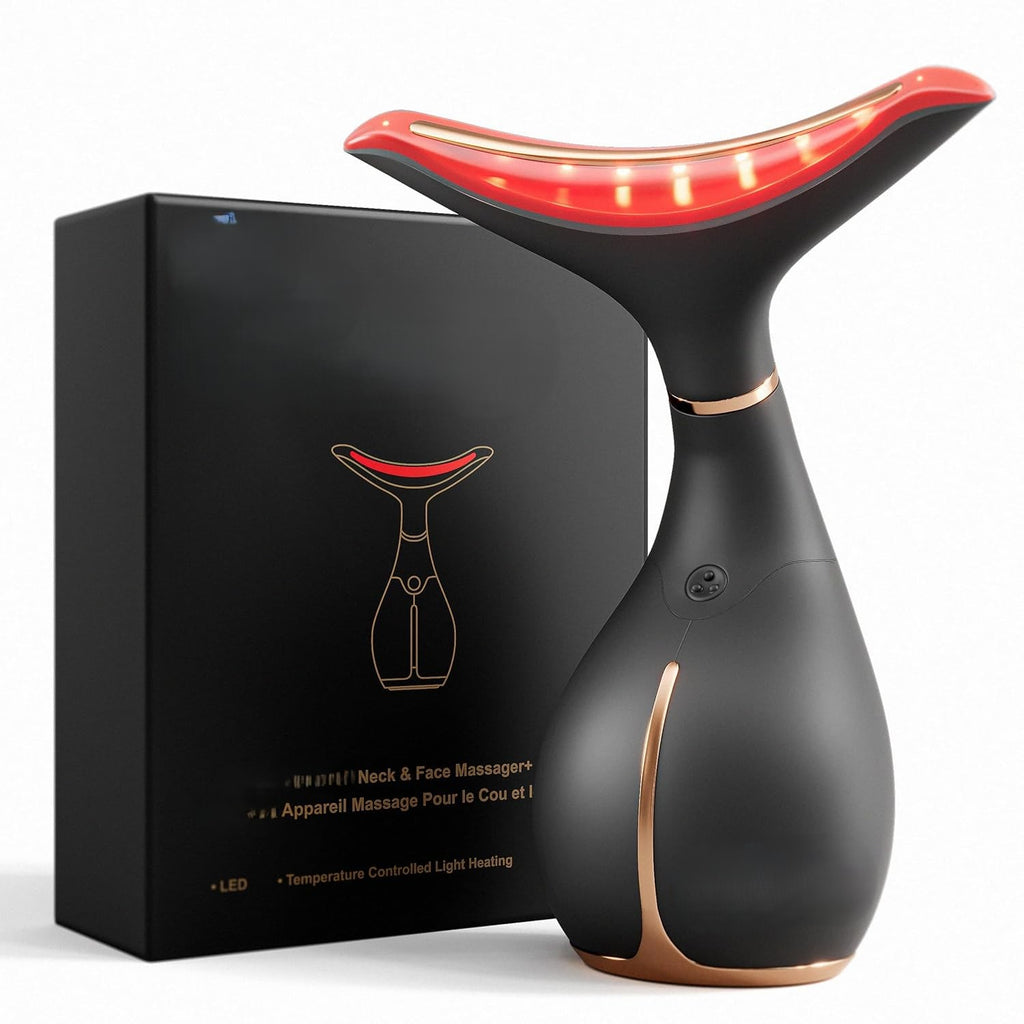 Light Beauty Device for Face & Neck – 2-Pack, 3-in-1 Facial and Neck Massager with Triple LED & Vibration Technology