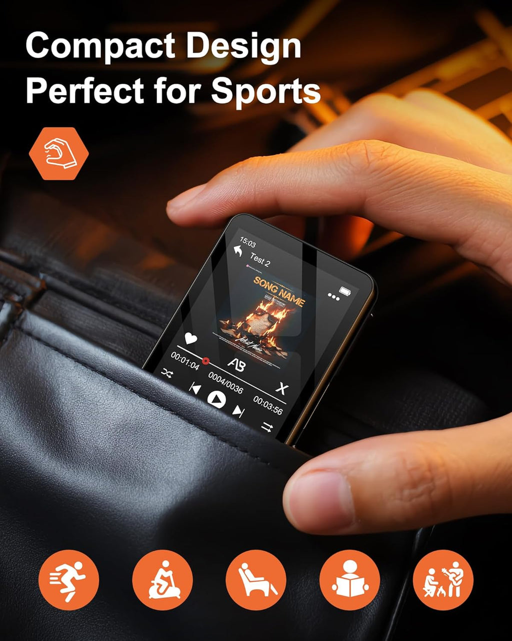 128GB MP3 Player Bluetooth with Headphones, MP3 Player Children with 2.4 Inch Touch Screen, MP4 Player Audible Con Music, FM Radio, Voice Recorder, E-Book Reader