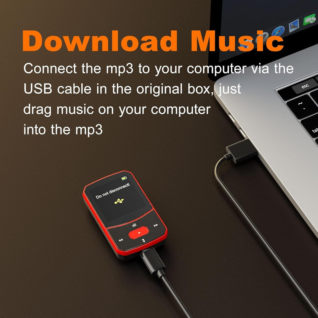 Clip Mp3 Player with Bluetooth 5.0, 16GB Lossless Sound Music Player, with FM Radio Voice Recorder Video Earphones for Running, Support up to 128GB