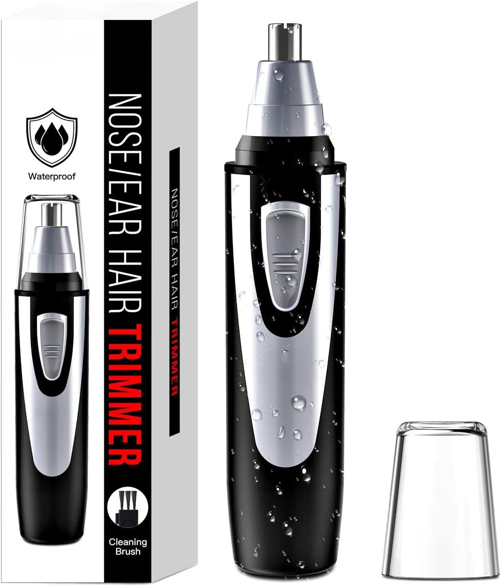 Ear and Nose Hair Trimmer Clipper - 2026 Professional Painless Eyebrow & Facial Hair Trimmer for Men Women,Battery-Operated Trimmer with IPX7 Waterproof,Dual Edge Blades for Easy Cleansing Black