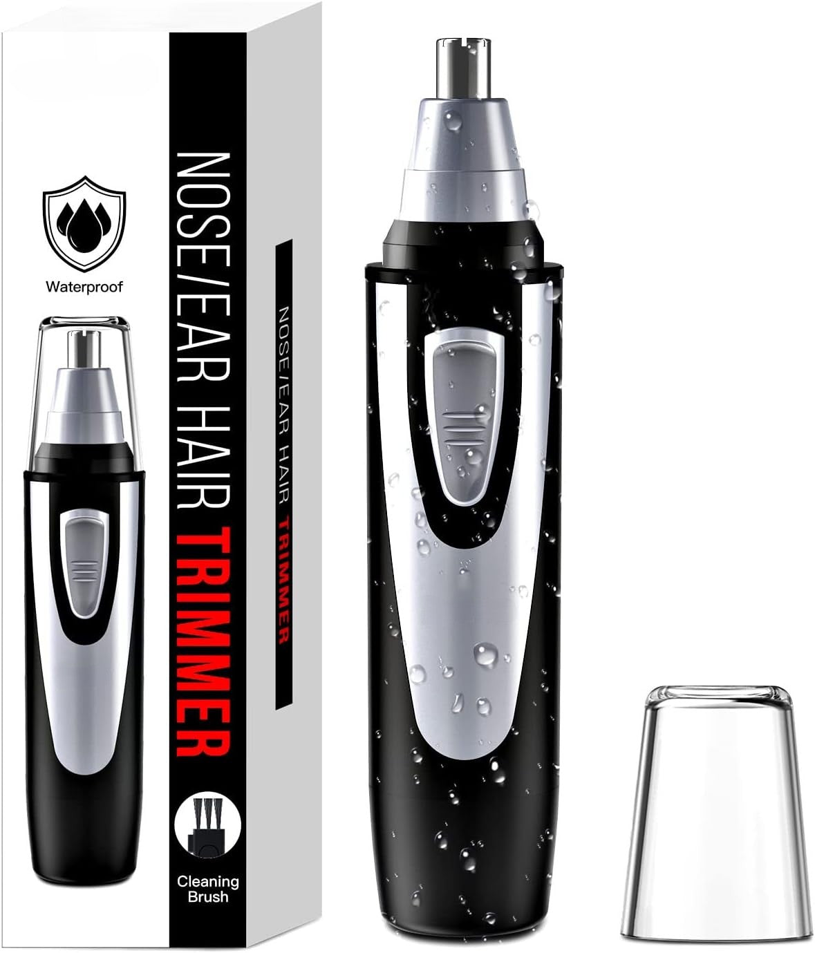 Ear and Nose Hair Trimmer Clipper - 2026 Professional Painless Eyebrow & Facial Hair Trimmer for Men Women,Battery-Operated Trimmer with IPX7 Waterproof,Dual Edge Blades for Easy Cleansing Black