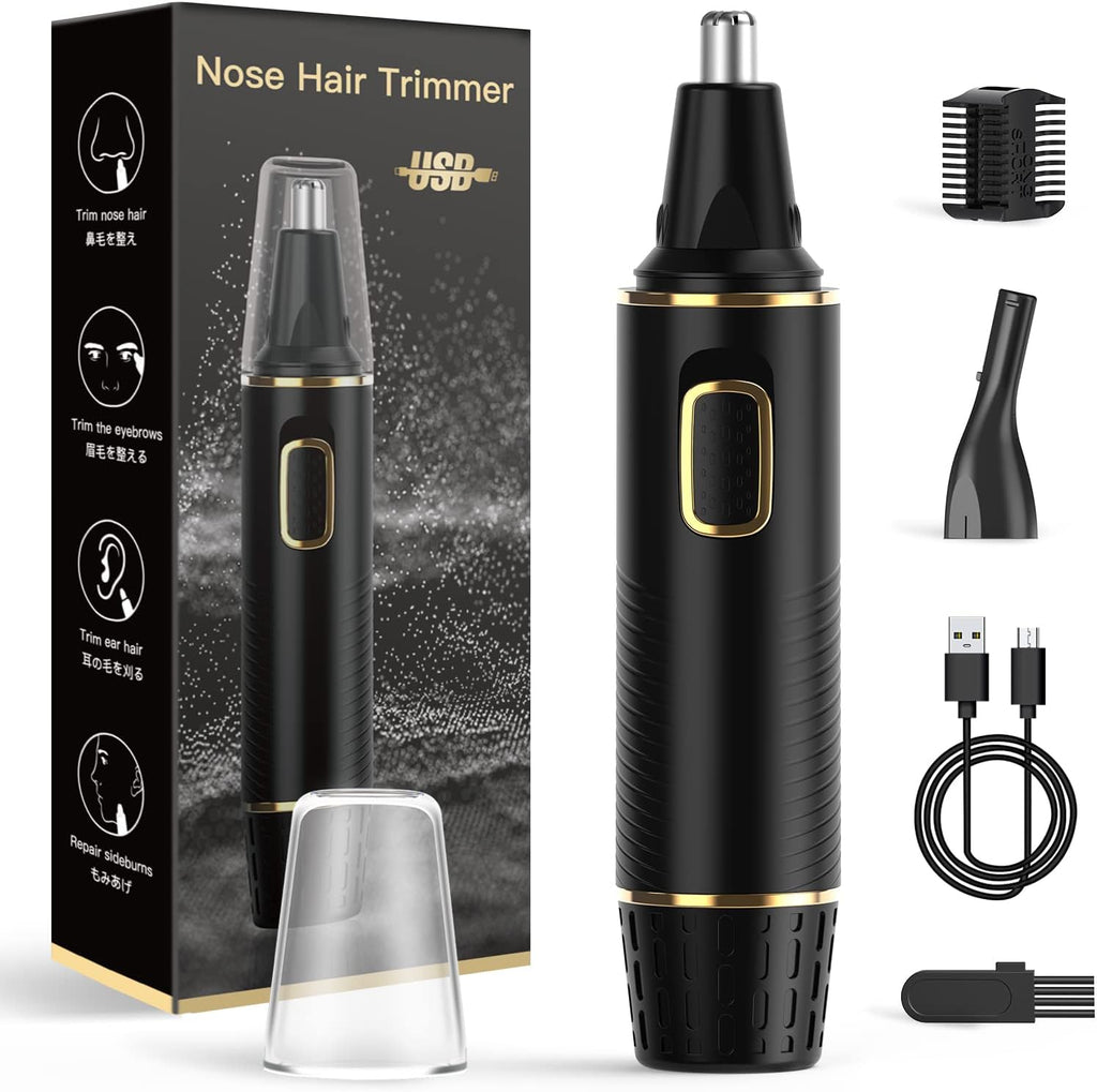 Nose Hair Trimmers for Men，Rechargeable Hair Trimmer 2 in 1 Painless Multifunctional Ear and Nose Hair Trimmer with IPX7 Waterproof Dual Edge Blades