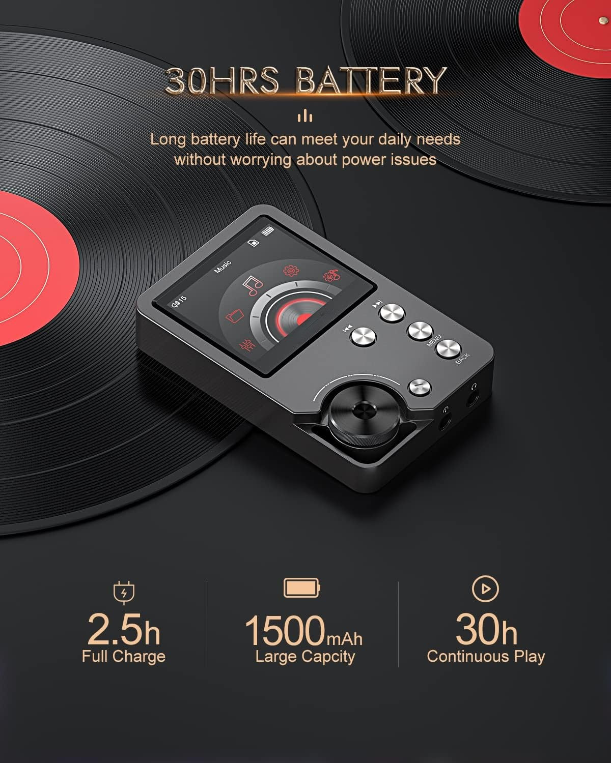 MP3 Player, Lossless DSD High Resolution Portable HiFi Digital Audio Music Player with 64GB Memory Card, Support up to 256GB