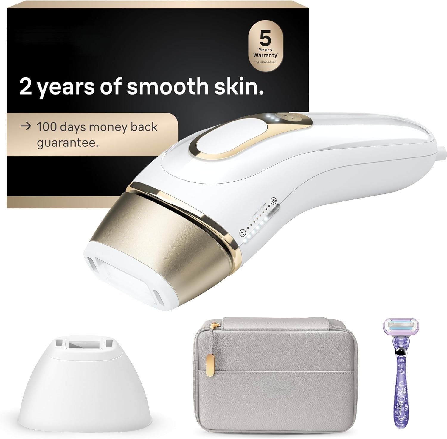 Hair Removal for Women and Men, Permanent Laser Hair Reduction At-Home, 2 Heads, Pouch