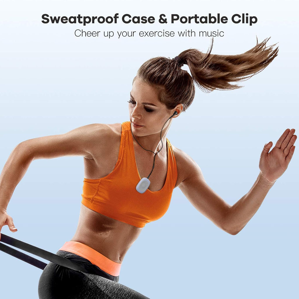 8GB Clip MP3 Player with FM Shuffle, Portable Music Player with Sweatproof Silicone Case for Sports, Blue